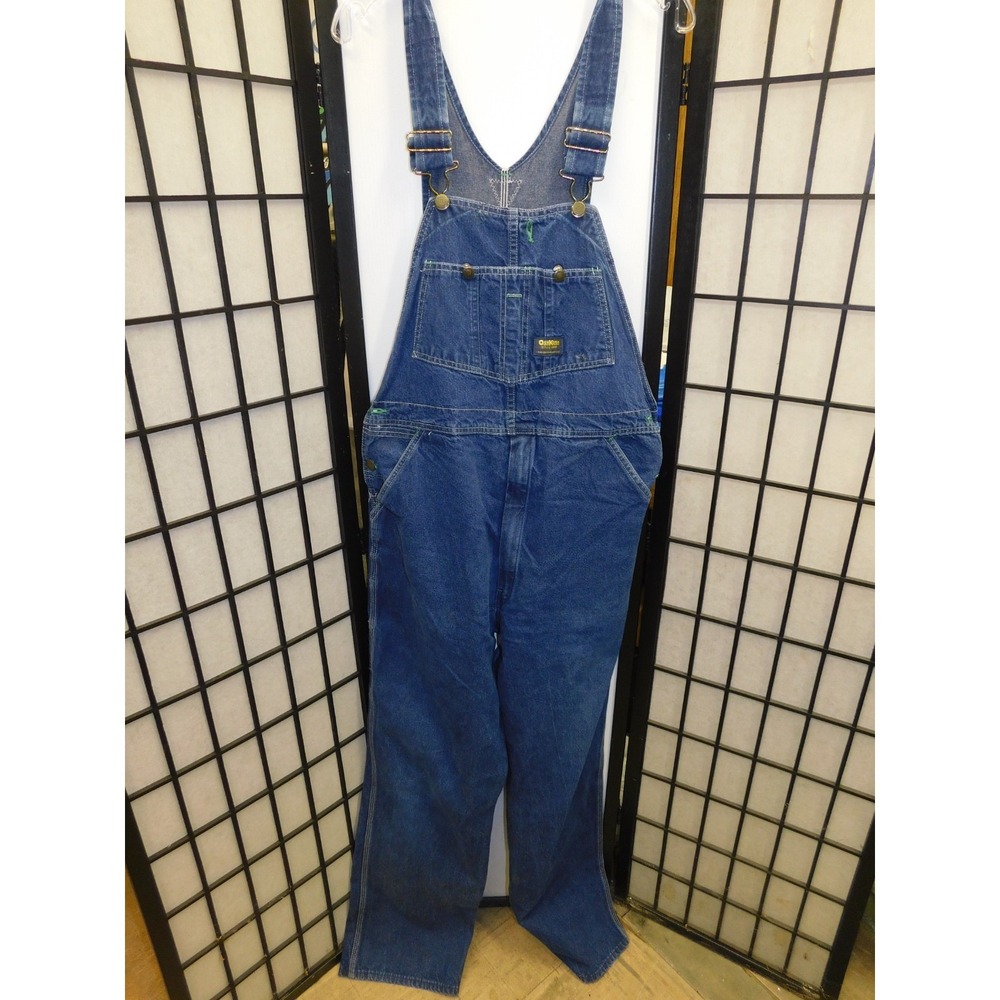 Vintage OshKosh B'Gosh Overalls Mens 36x34 Blue Vestbak Denim Pockets Adjustable